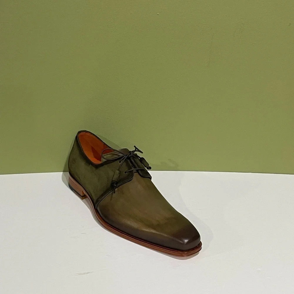 Mezlan shoes Oxford olive leather calf/suede